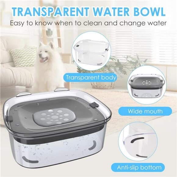 Travel Dog Bowl 3L Dog Water Bowl No Spill, 101oz Large  3L Dog Water Bowl No Spill, 101oz Large Spill Proof Dog Bowl Reduce Refill
